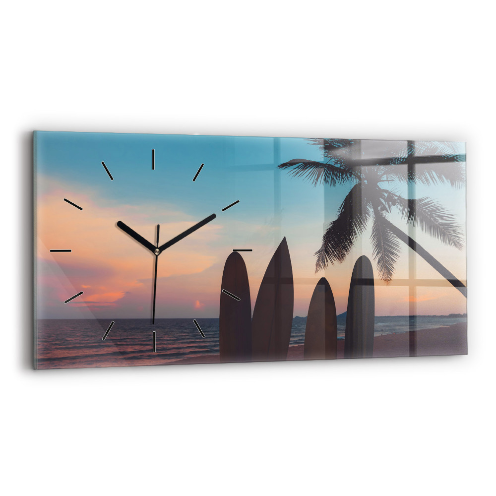 Horloge murale horizontale Surf sur la plage