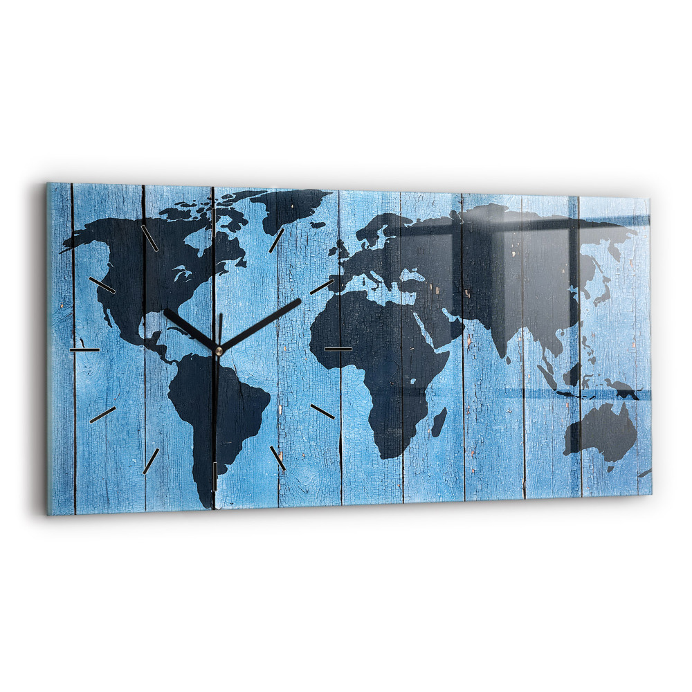 Horloge rectangulaire horizontale Carte du monde en carton