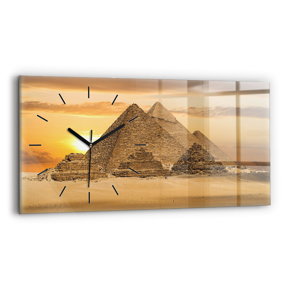 Horloge rectangulaire horizontale Pyramides et coucher de soleil