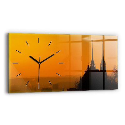 Horloge horizontale en verre Vue de la cathédrale de Brno