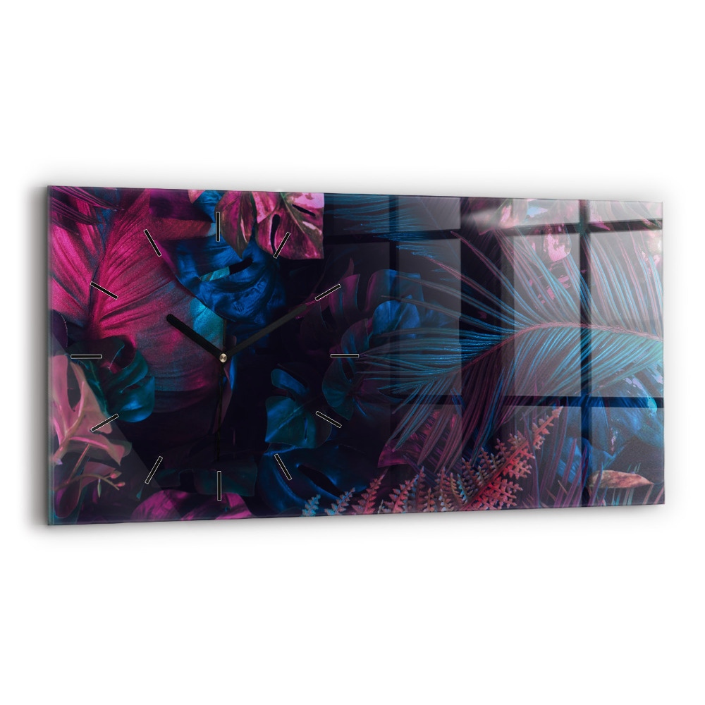 Horloge rectangulaire horizontale Fleurs exotiques