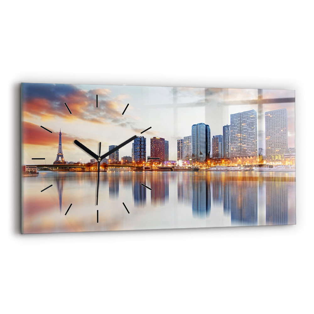 Horloge rectangulaire horizontale Panorama avec la Tour Eiffel