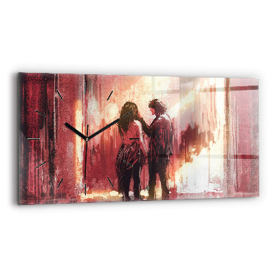 Horloge murale horizontale Jeune couple amoureux