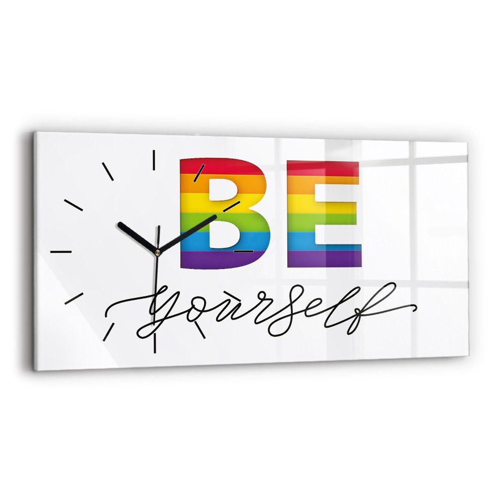 Horloge horizontale en verre Inscription be yourself