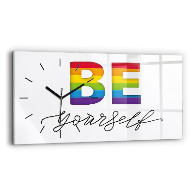 Horloge horizontale en verre Inscription be yourself
