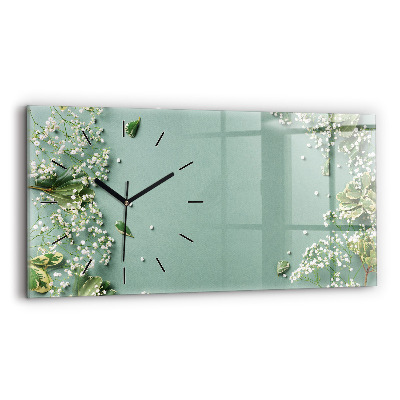 Horloge horizontale en verre Fleurs délicates