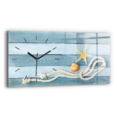 Horloge murale horizontale Planches rayées et coquillage