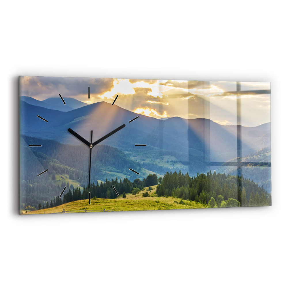 Horloge horizontale en verre Paysage avec des forêts