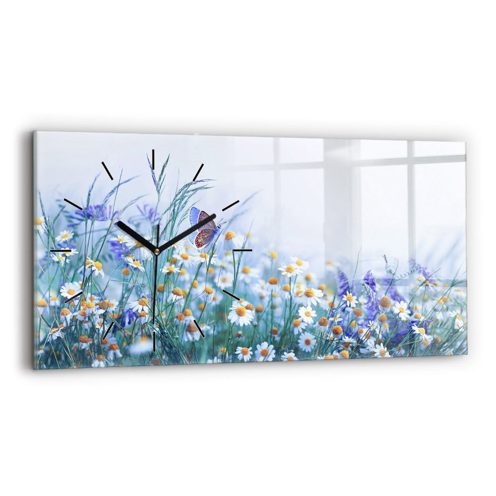 Horloge rectangulaire horizontale Papillon dans une prairie