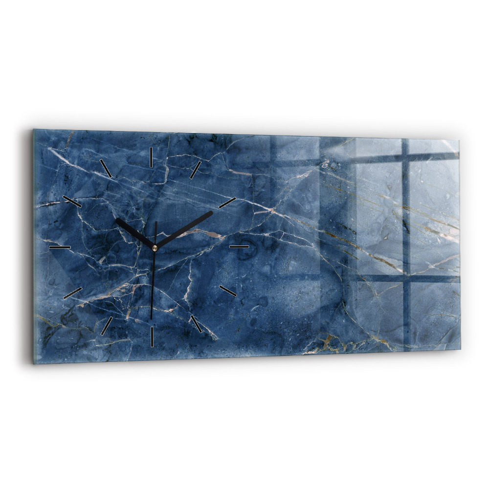 Horloge rectangulaire horizontale Texture marbre bleu