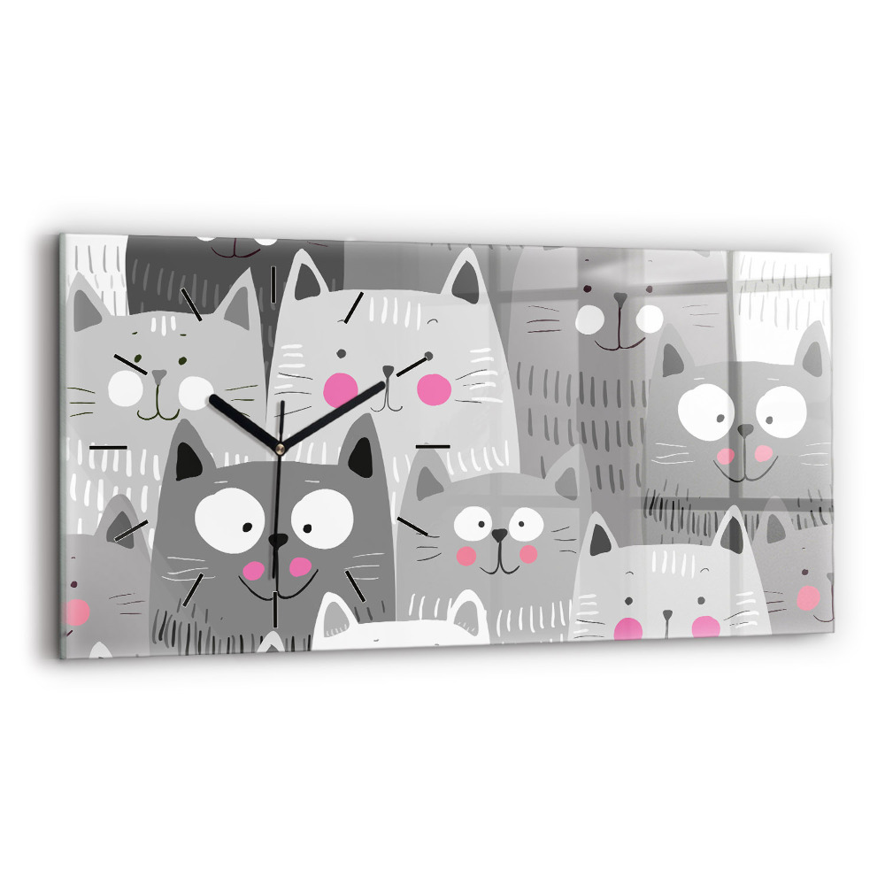 Horloge rectangulaire horizontale Motif avec des chats