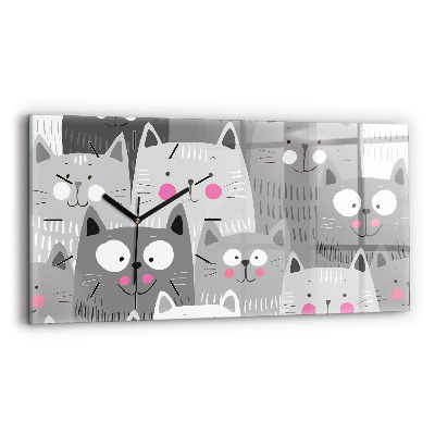Horloge rectangulaire horizontale Motif avec des chats
