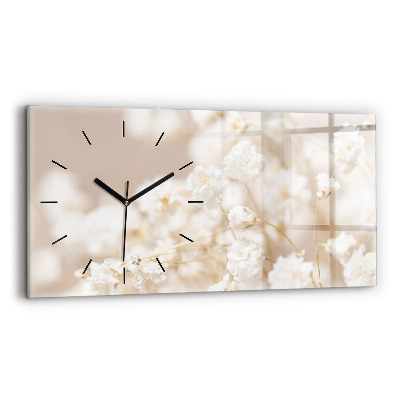 Horloge rectangulaire horizontale Petites fleurs blanches