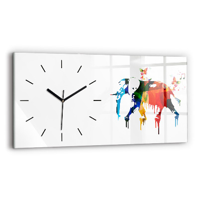 Horloge horizontale en verre Eléphant peint en couleur