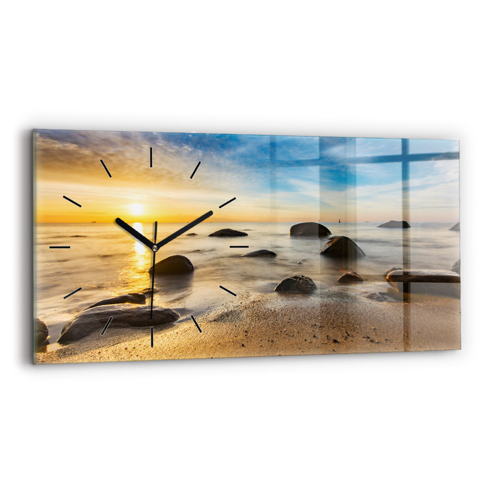 Horloge rectangulaire horizontale Lever de soleil sur la mer Baltique