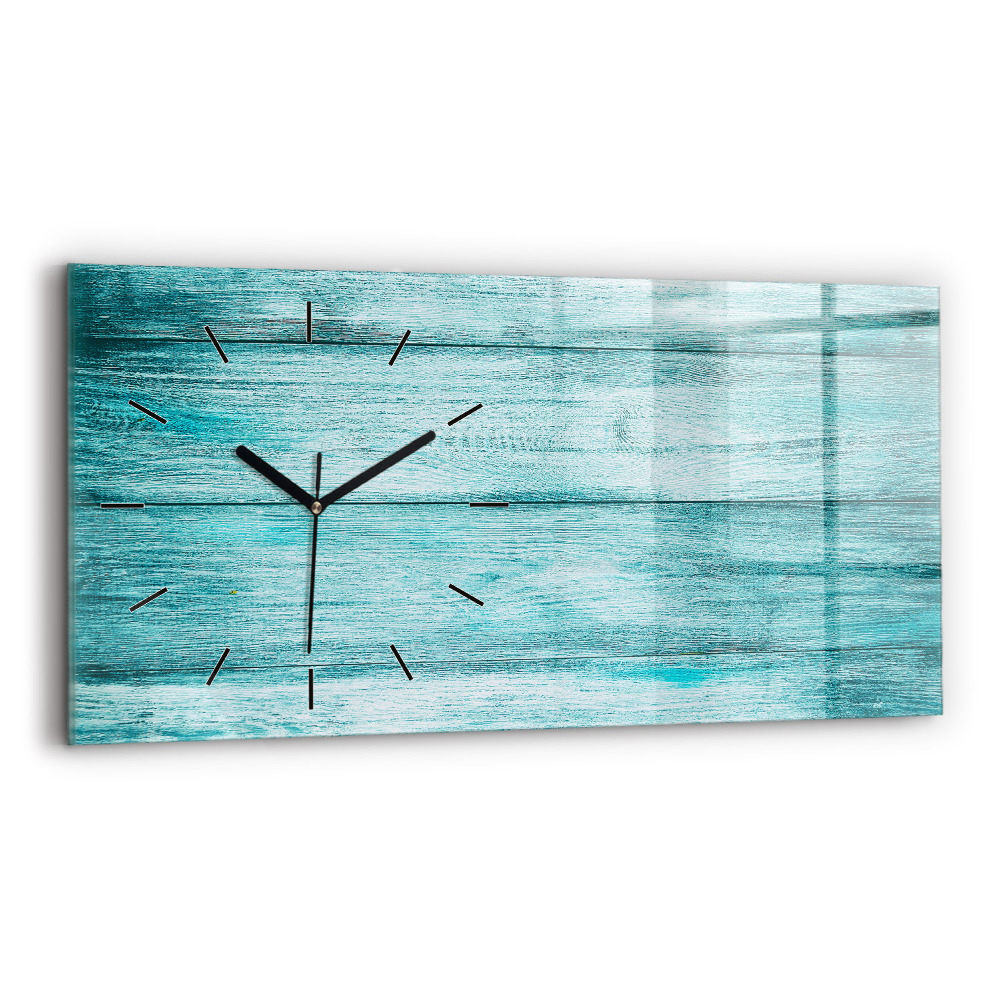 Horloge rectangulaire horizontale Vieux bois bleu
