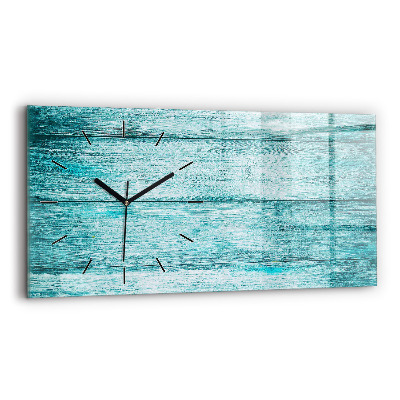Horloge rectangulaire horizontale Vieux bois bleu