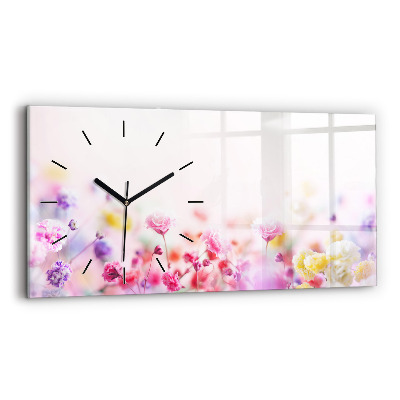 Horloge horizontale en verre Fleurs dans une prairie