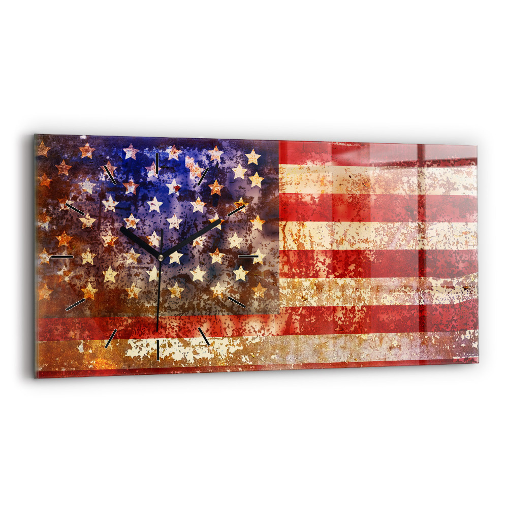 Horloge rectangulaire horizontale Drapeau américain en style vintage