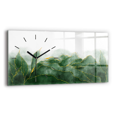 Horloge horizontale en verre Feuilles abstraites