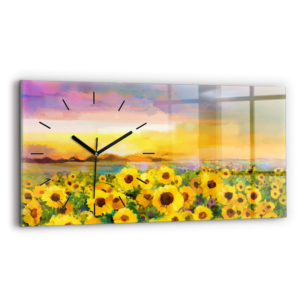 Horloge murale horizontale Champ de tournesols