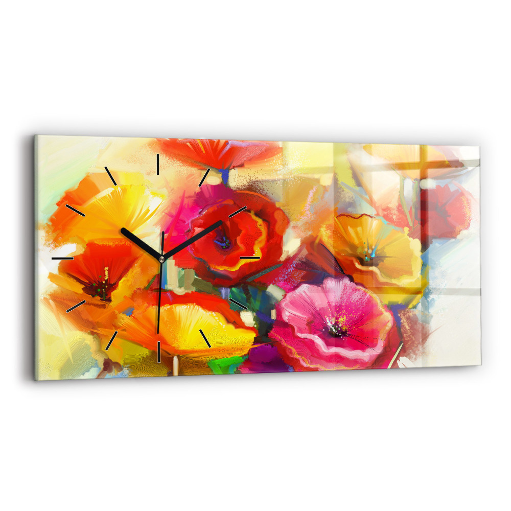 Horloge rectangulaire horizontale Coquelicots colorés