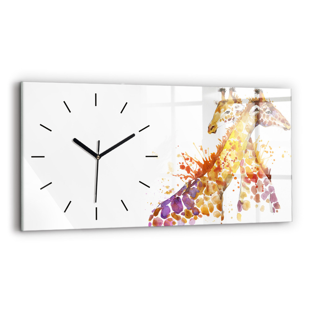 Horloge murale horizontale Aquarelle de girafe