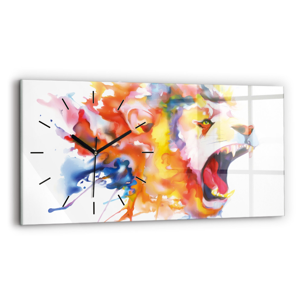 Horloge murale horizontale Aquarelle de lion
