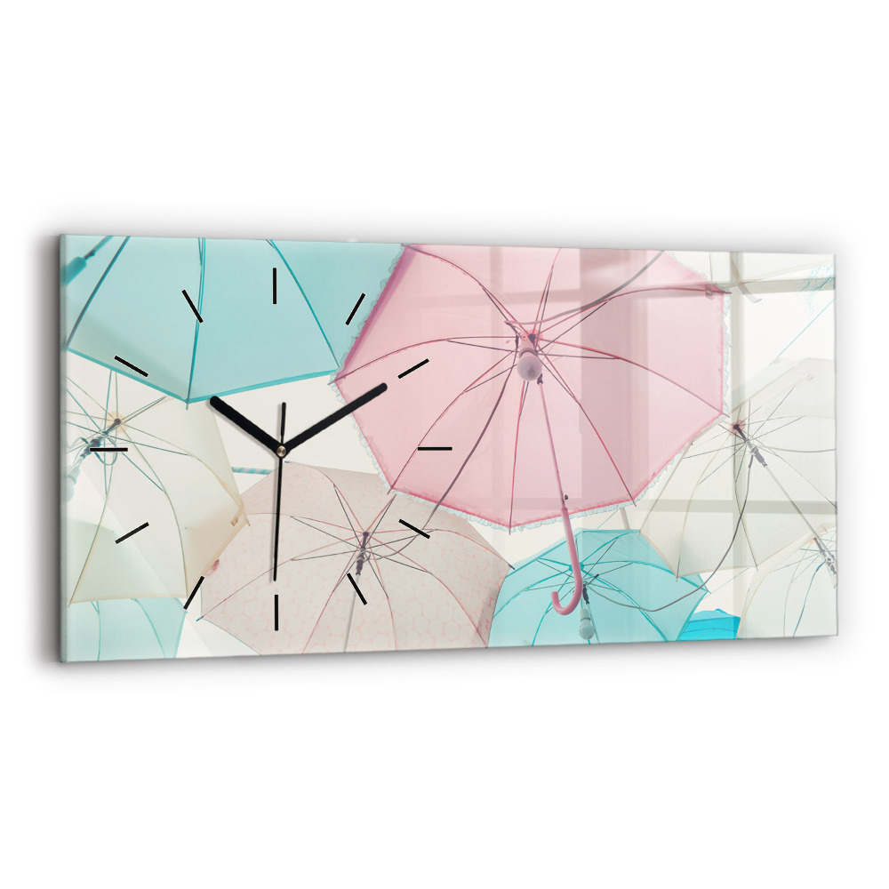 Horloge rectangulaire horizontale Parapluies pastel