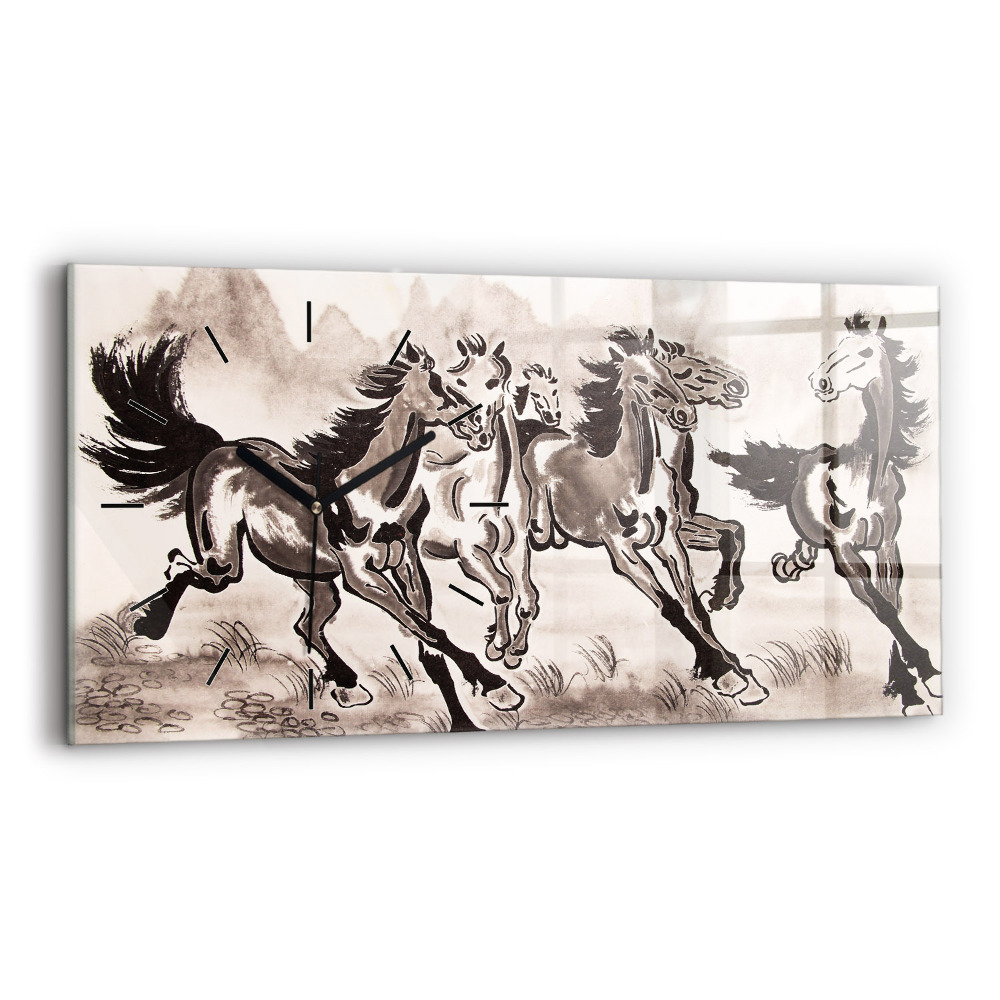 Horloge rectangulaire horizontale Chevaux au galop