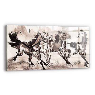 Horloge rectangulaire horizontale Chevaux au galop