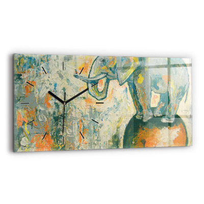 Horloge rectangulaire horizontale Posture d'éléphant peint