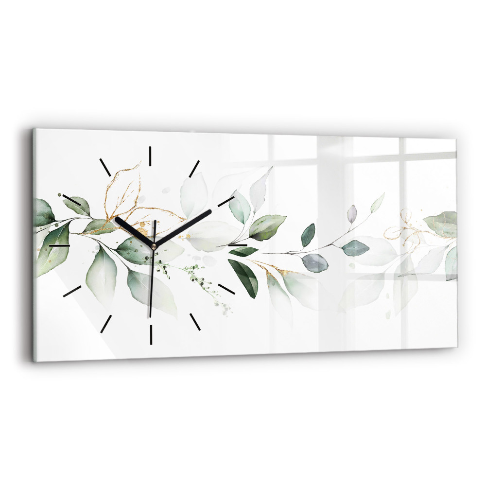 Horloge murale horizontale Feuilles abstraites