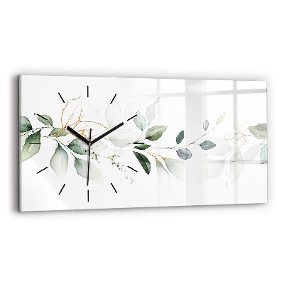 Horloge murale horizontale Feuilles abstraites