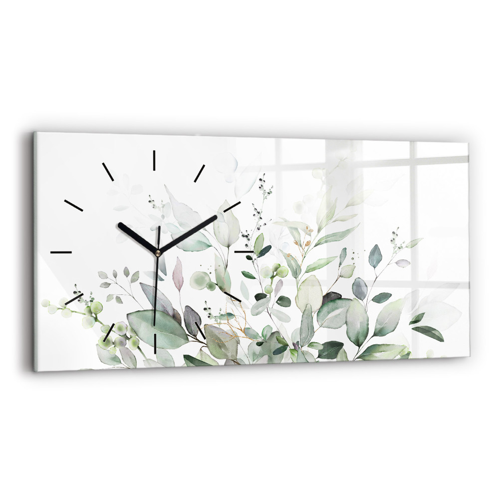 Horloge horizontale en verre Feuilles de plantes
