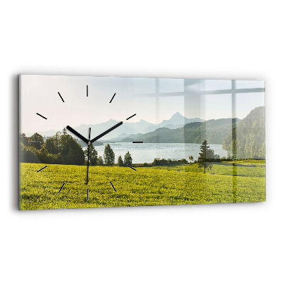 Horloge horizontale en verre Montagnes et champs