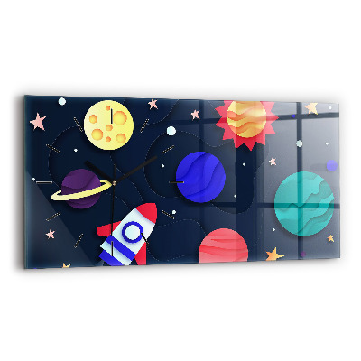 Horloge rectangulaire horizontale Cosmos pour enfants