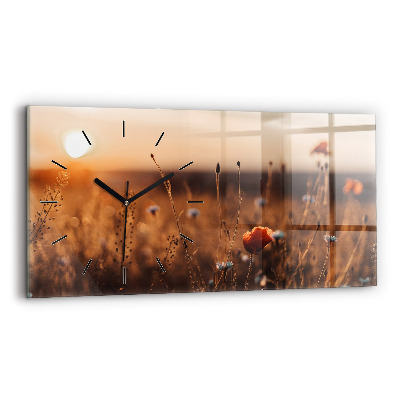 Horloge rectangulaire horizontale Lever de soleil dans un champ