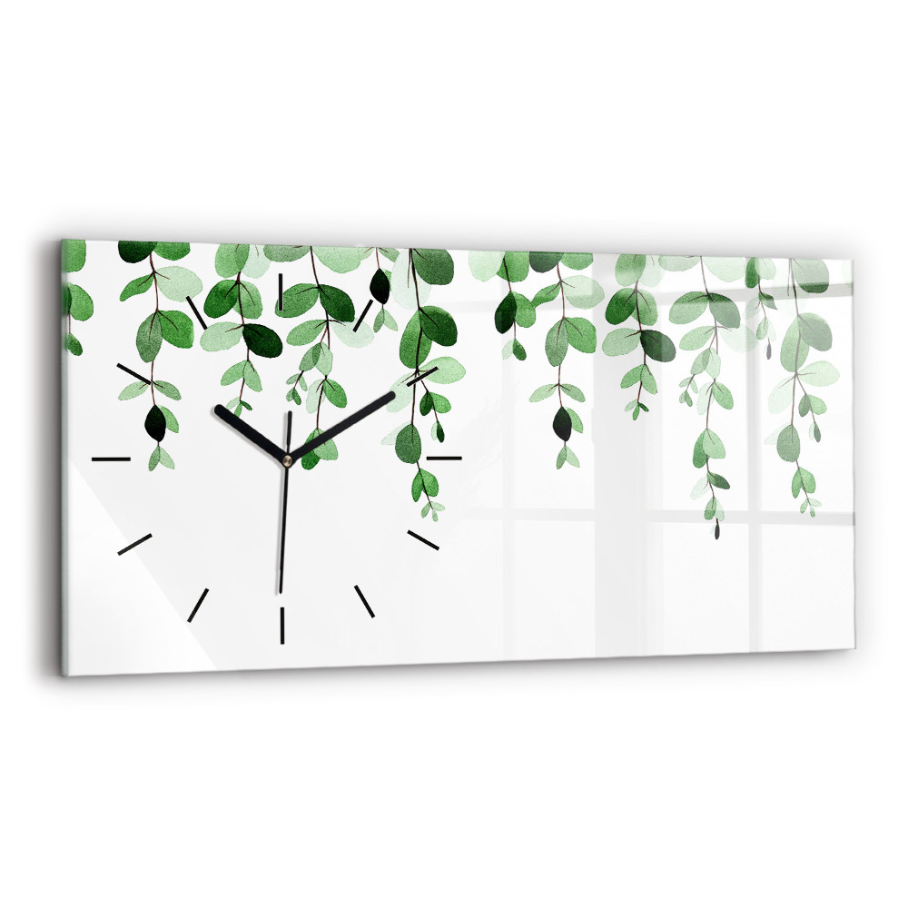 Horloge horizontale en verre Feuilles de plantes