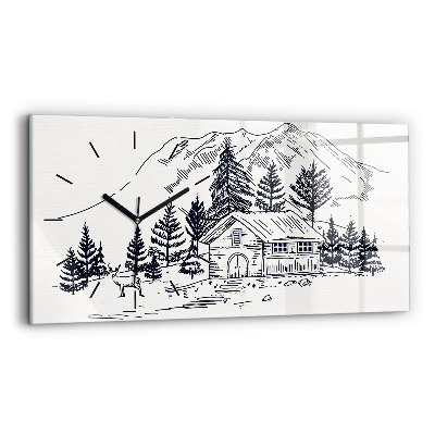 Horloge rectangulaire horizontale Ville de dessin animé