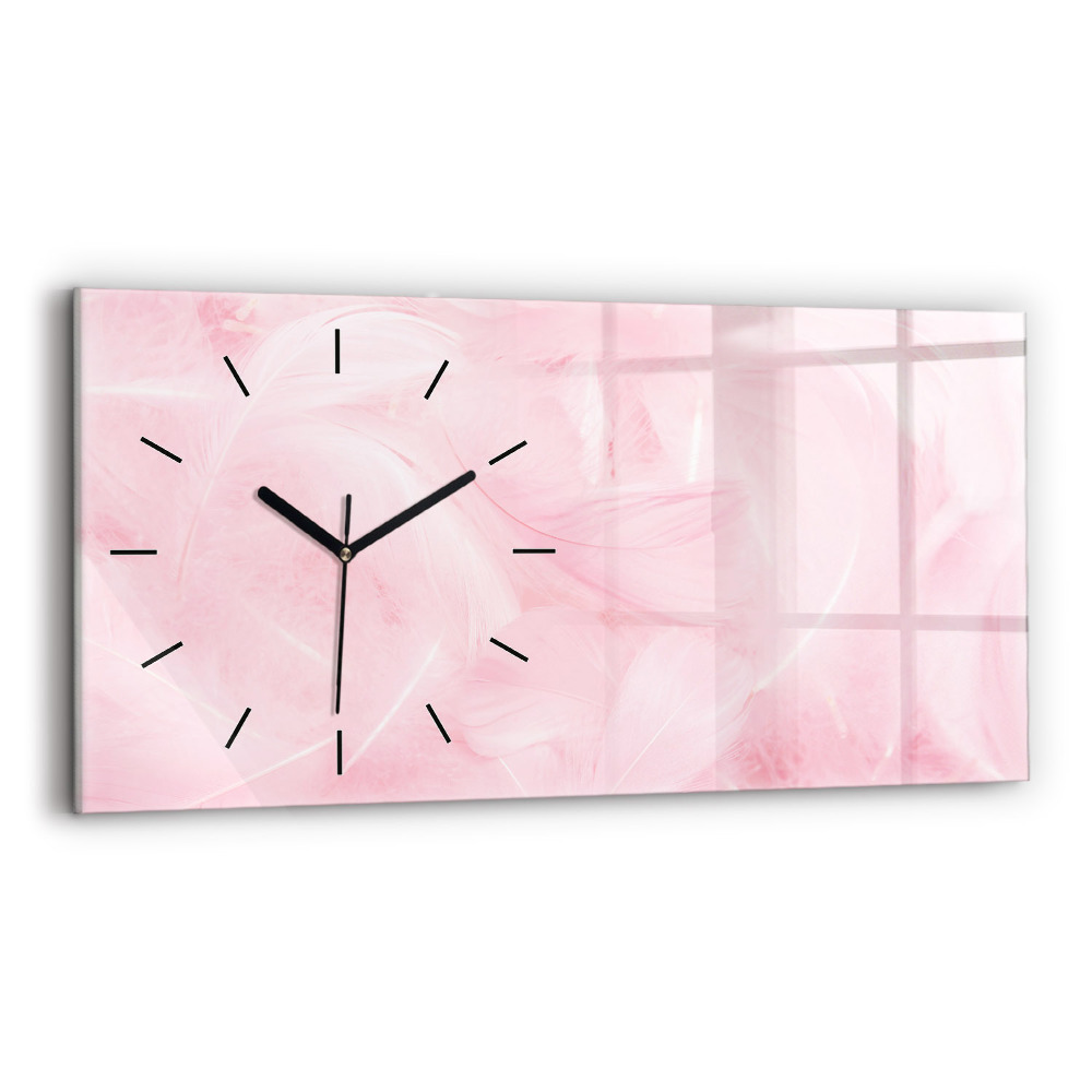Horloge horizontale en verre Plumes abstraites
