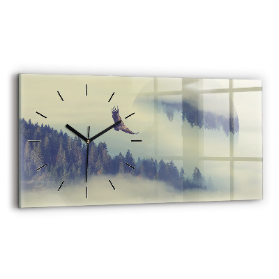 Horloge rectangulaire horizontale Forêt brumeuse Aigle