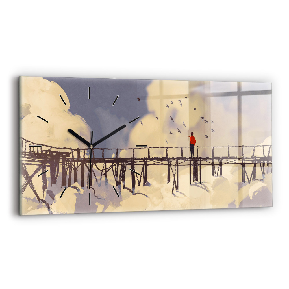 Horloge rectangulaire horizontale Homme sur un vieux pont