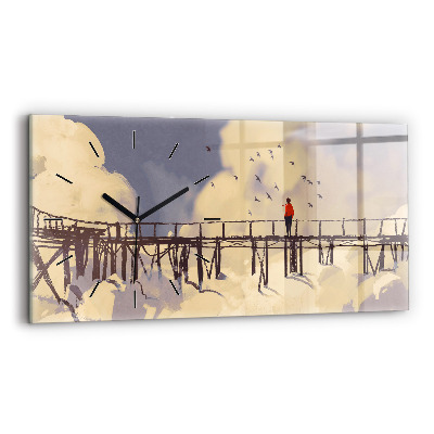 Horloge rectangulaire horizontale Homme sur un vieux pont