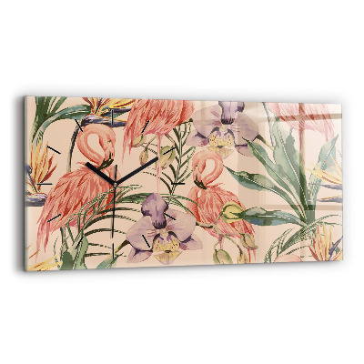 Horloge horizontale en verre Feuilles de palmier tropicales