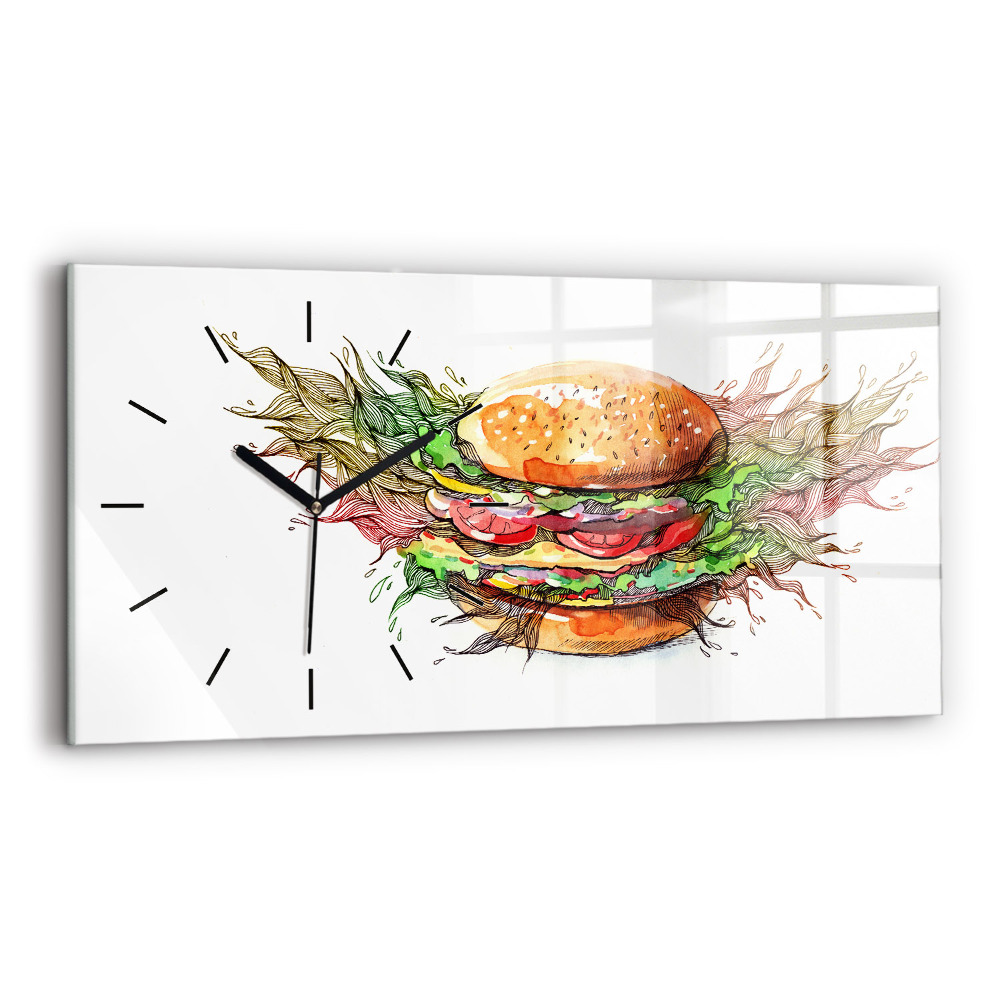 Horloge rectangulaire horizontale Hamburger au fromage XXL