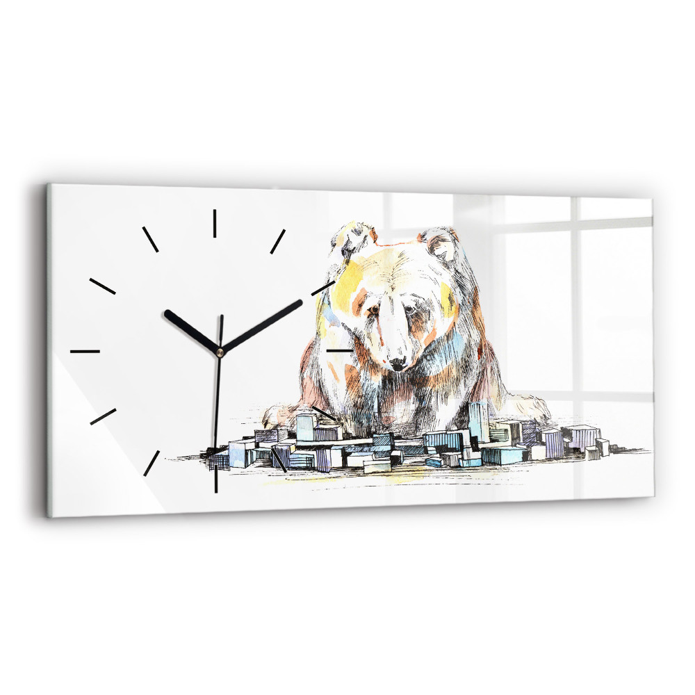 Horloge horizontale en verre Ours abstrait