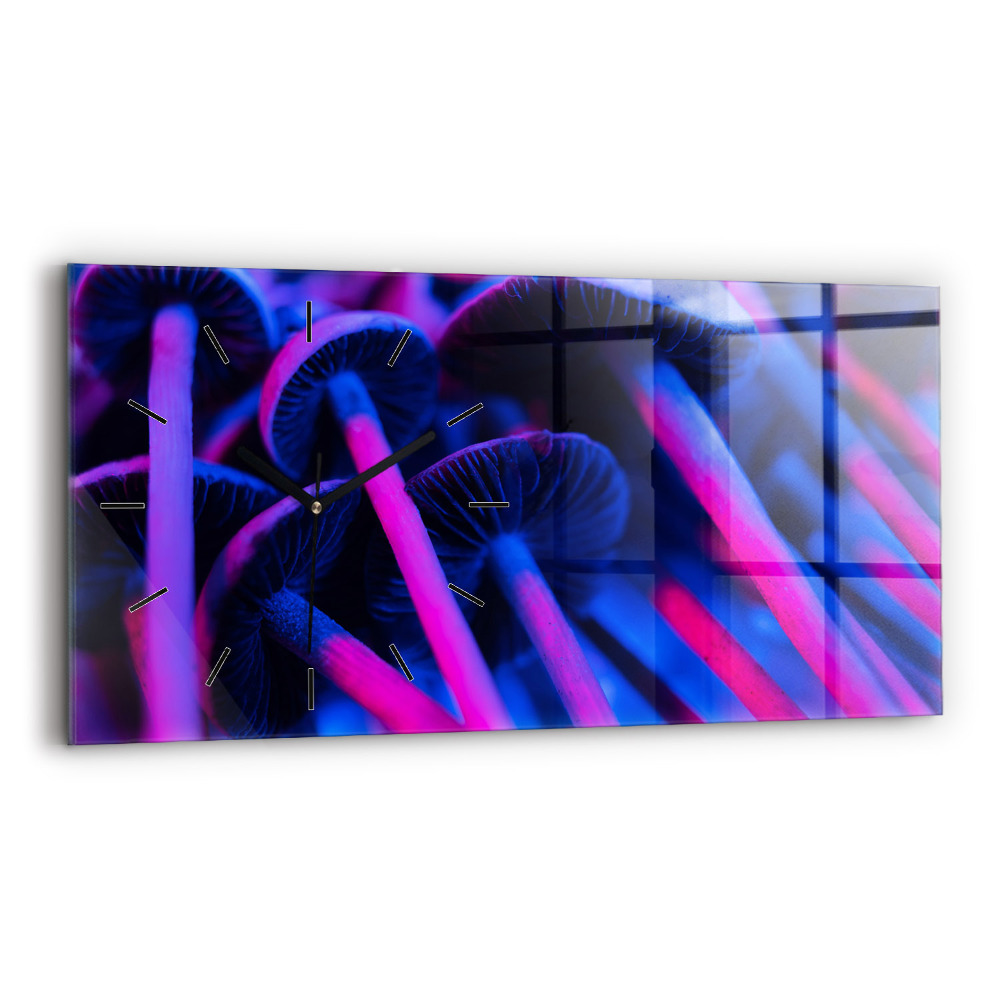 Horloge horizontale en verre Champignons magiques en couleurs