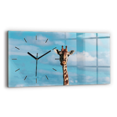 Horloge rectangulaire horizontale Grande girafe sur fond de ciel