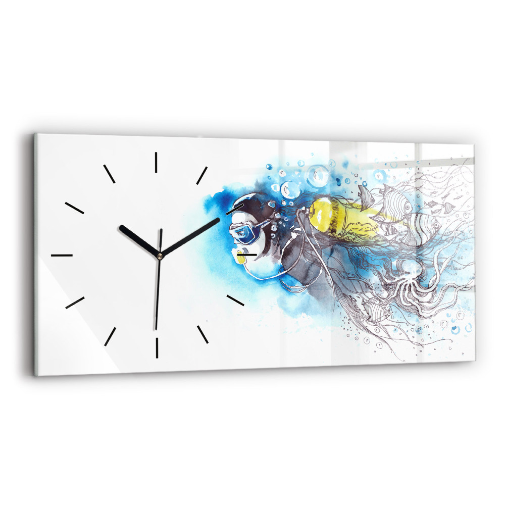 Horloge murale horizontale Vie sous-marine de poissons